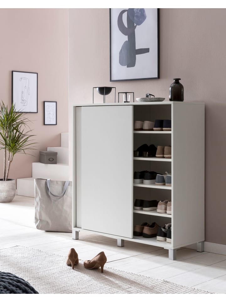 KADIMA DESIGN Schuhschrank FULDA: 20 Paar Schuhe, moderne Ablagefächer, Schiebetüren in Weiß günstig kaufen onesize