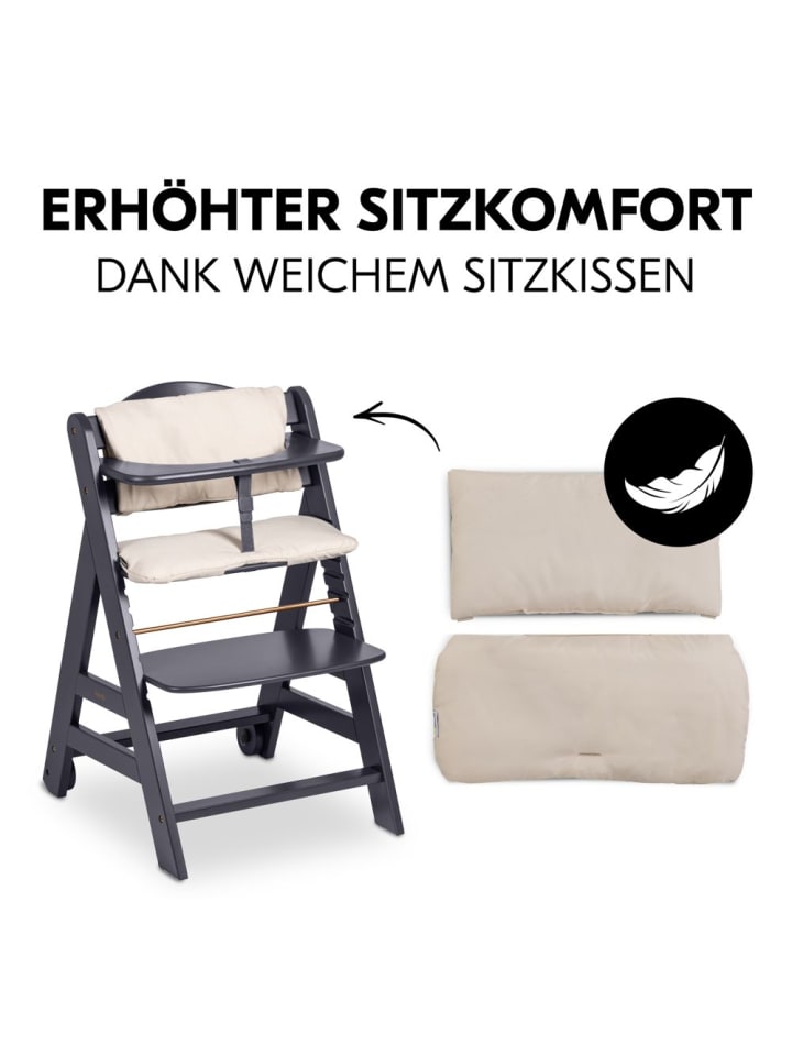 Hauck Hochstuhl Beta Plus inkl. Essbrett, Sitzkissen und in grau,beige günstig kaufen onesize