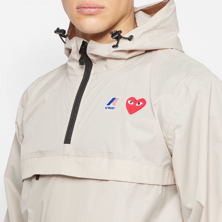 Comme des Garcons Play K-Way Hoodie Half Zip beige