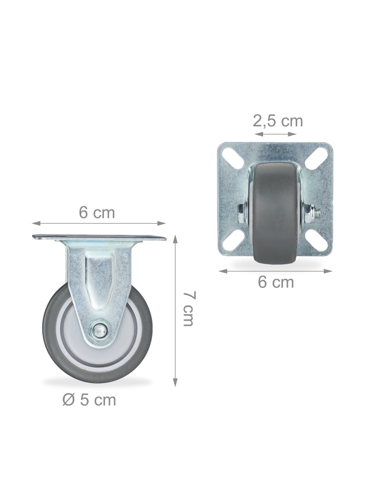 relaxdays 4 x Bockrolle in Grau/ Silber - 50 mm günstig kaufen onesize