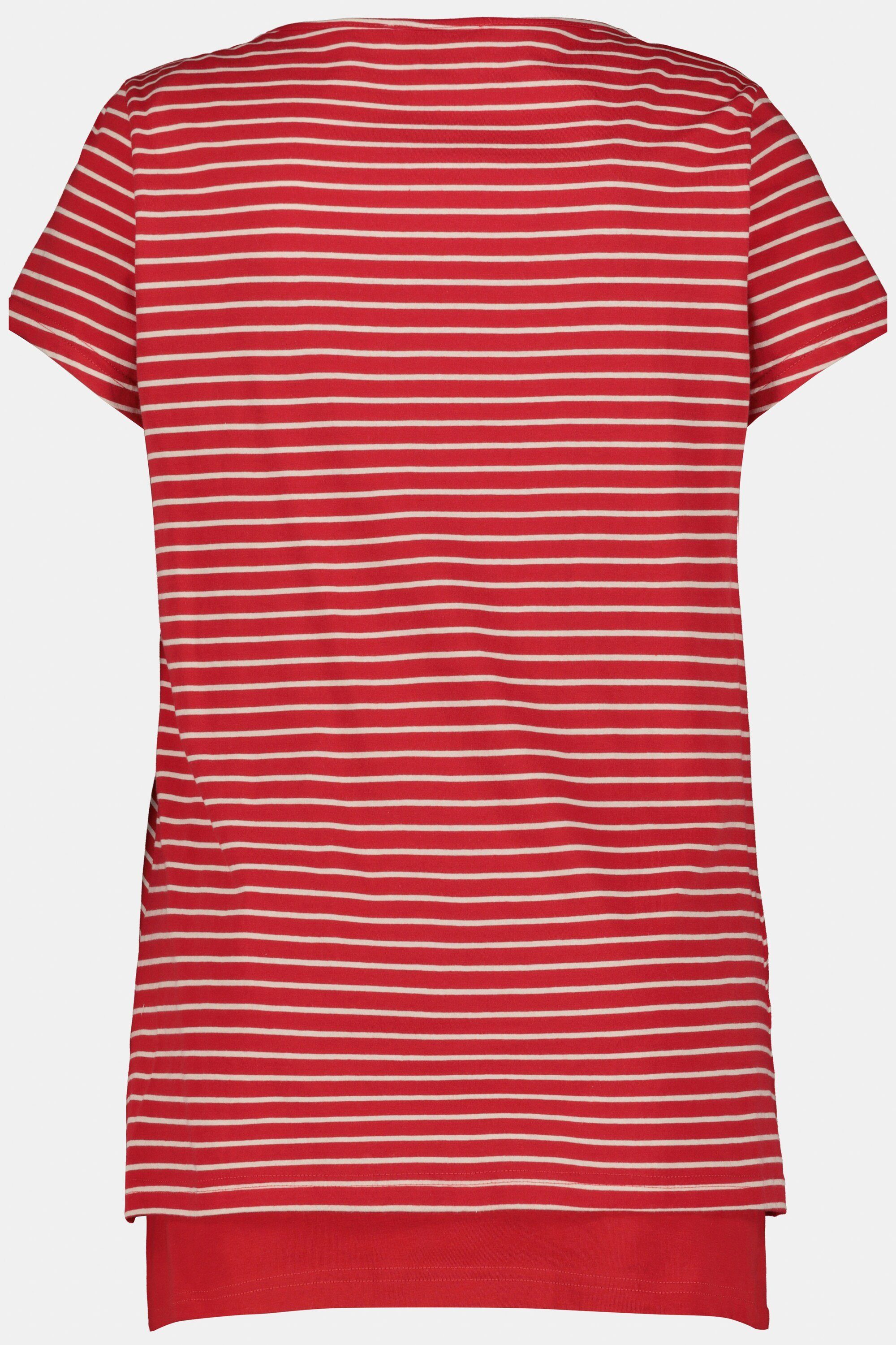 Ulla Popken Umstandsshirt Bellieva-Shirt doppellagig Ringel Shirt GOTS
