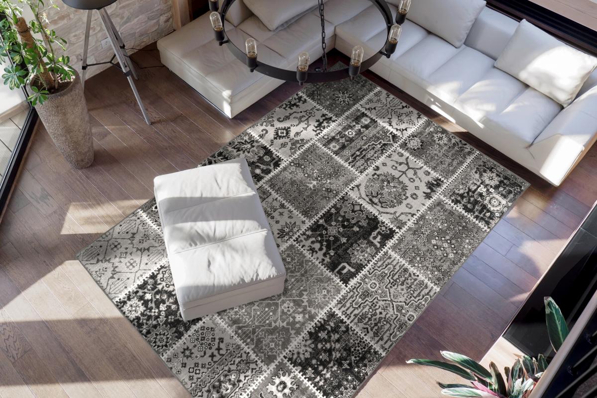 megusta Patchwork-Teppich Teppich Grau 120cm x 170cm