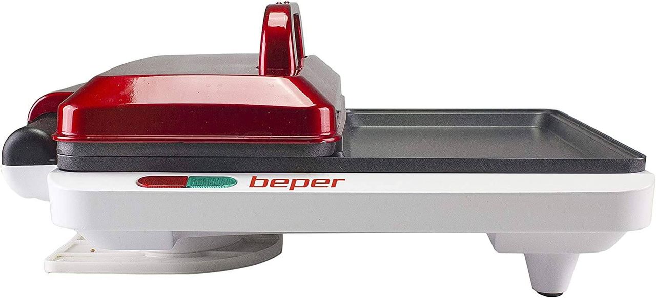 beper Beper P101CUD500 Multifunktionsgrill in Rot mit Antihaft-Beschichtung & 4 Kochflächen