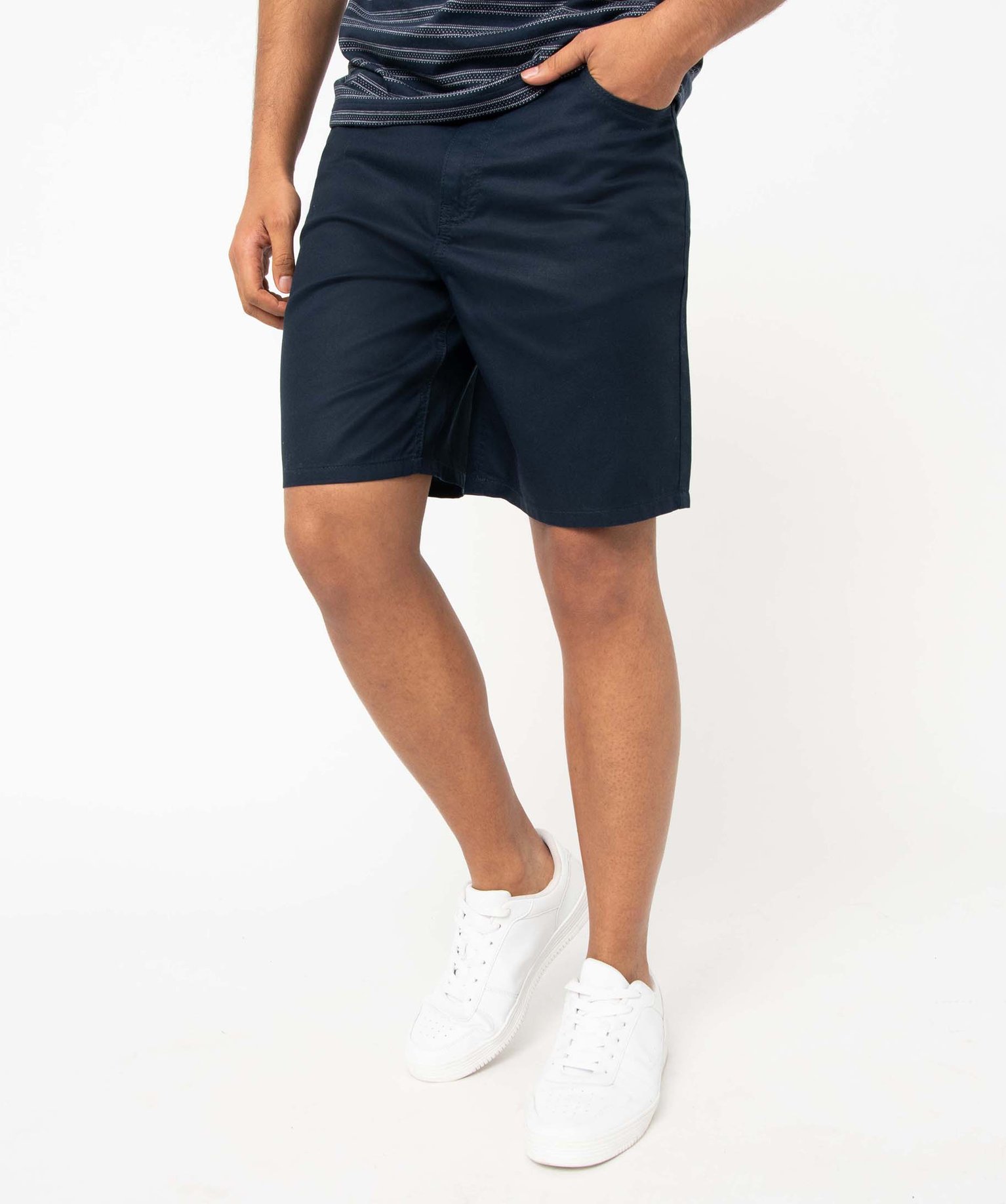 Bermuda homme en maille fine et fluide bleu fonce | GEMO
