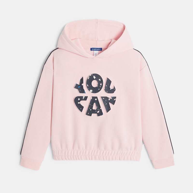 Sweat-shirt à capuche à message rose fille