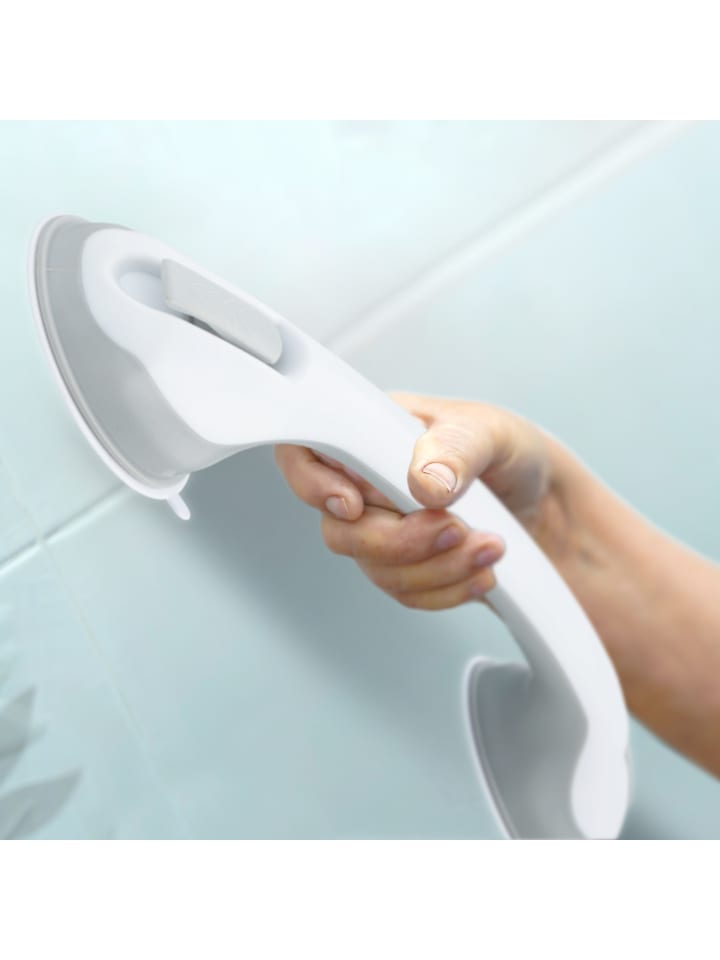 relaxdays Haltegriff mit Saugnapf in Weiß/ Grau günstig kaufen onesize