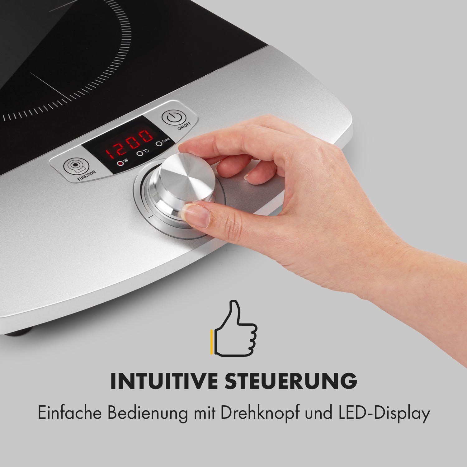 Klarstein Induktions-Kochfeld VariCook Single Einzel-Induktions-Kochfeld 1800W Timer 240°C CP3-VARICOOK SINGLE, Kochfeld 1 Zonen Glaskeramik Elektrokochfeld