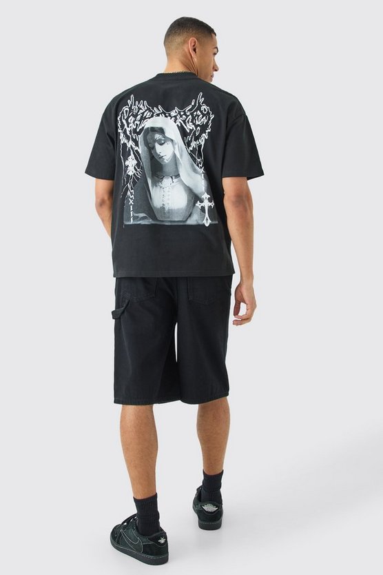 Oversize T-Shirt mit Tattoo-Print