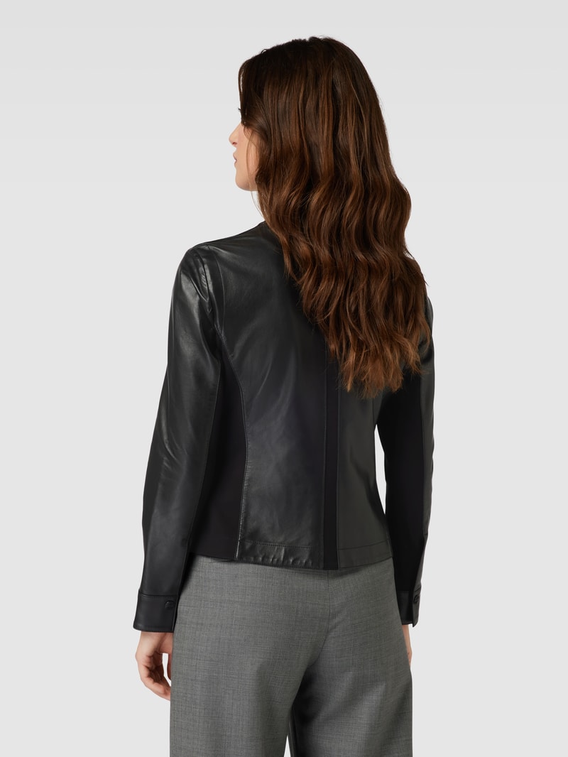 Lederjacke mit Reißverschluss in schwarz