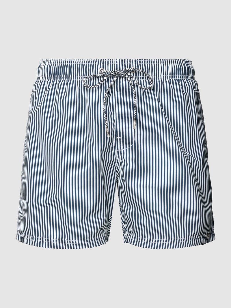 Badehose mit Streifenmuster Modell 'Saltwater' in dunkelblau