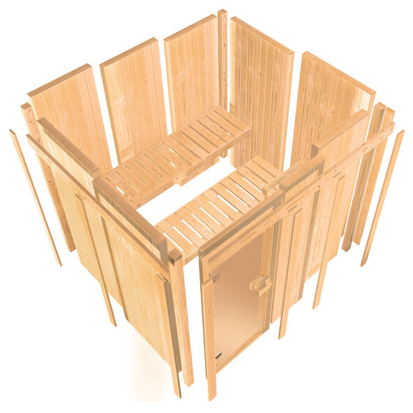 Sauna Ida 2 mit Ofen, 3,6 kW, naturbelassen