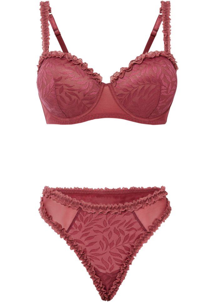 Balconette-Schalen BH mit Bügel + Highleg String (2-tlg.Set)