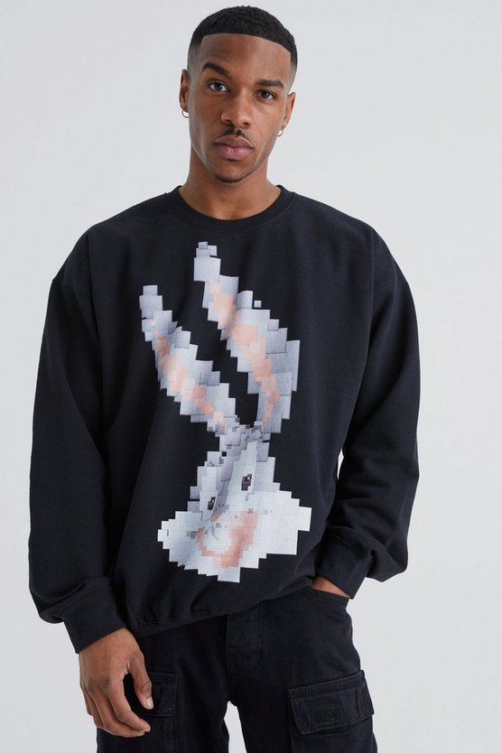 Oversize Sweatshirt mit lizenziertem Pixel Bugs Bunny Print