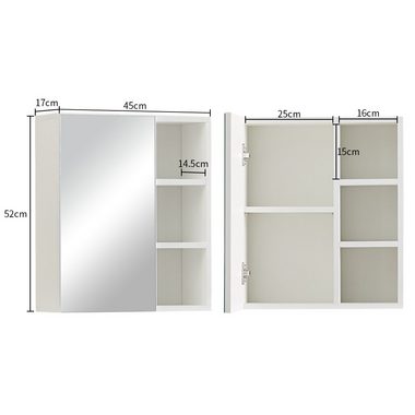 CLIPOP Spiegelschrank Badezimmerschrank, Wandschrank, Hängeschrank mit verstellbarer Ablage Aufbewahrungsschrank für Badezimmer