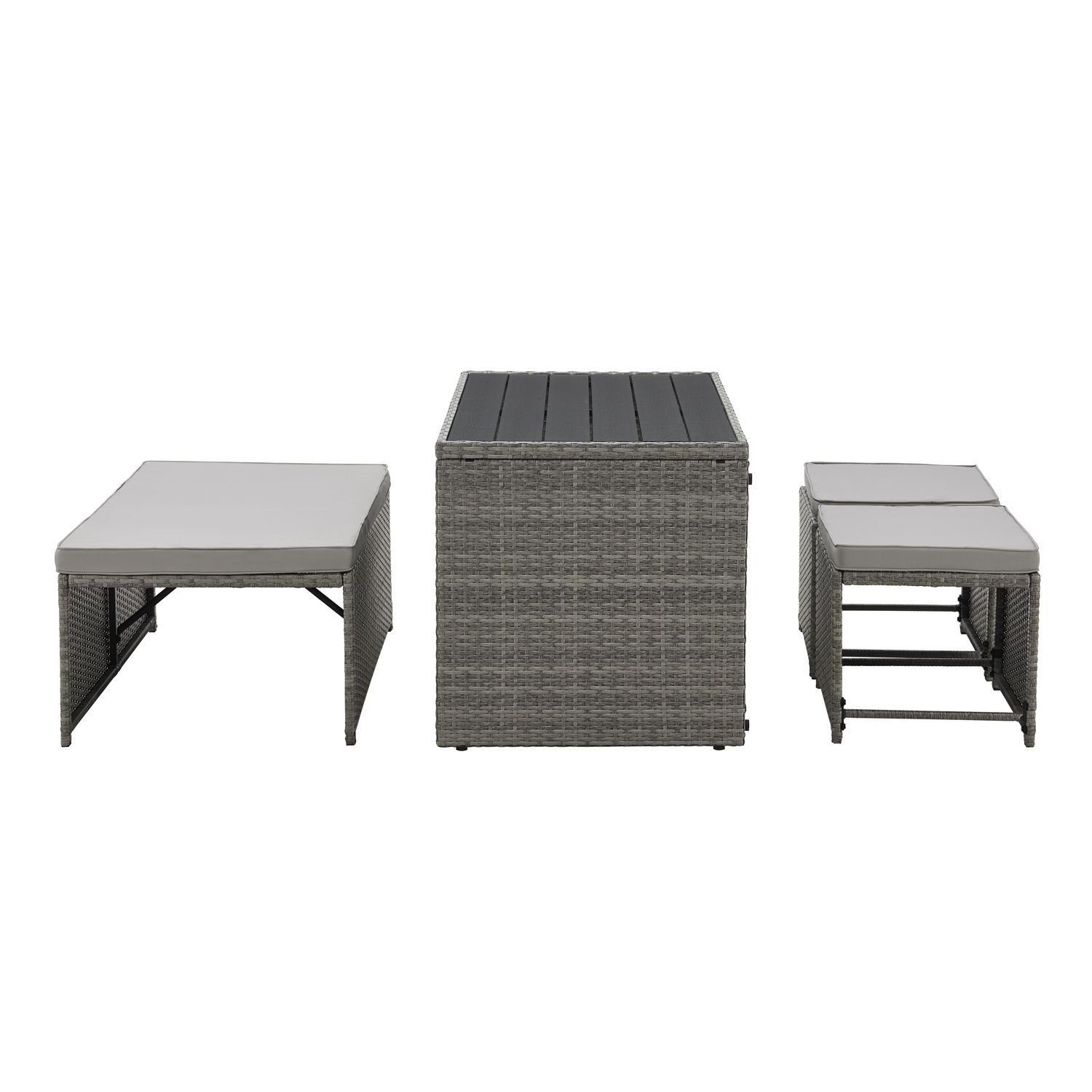 Juskys Gartenlounge-Set Jamaika, 2in1 Polyrattan Set, wetterbeständig