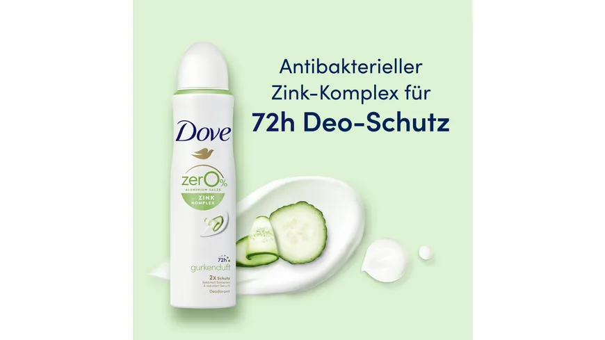 Dove Deodorant-Spray mit Zink-Komplex Gurkenduft 0% Aluminiumsalze 150 ml