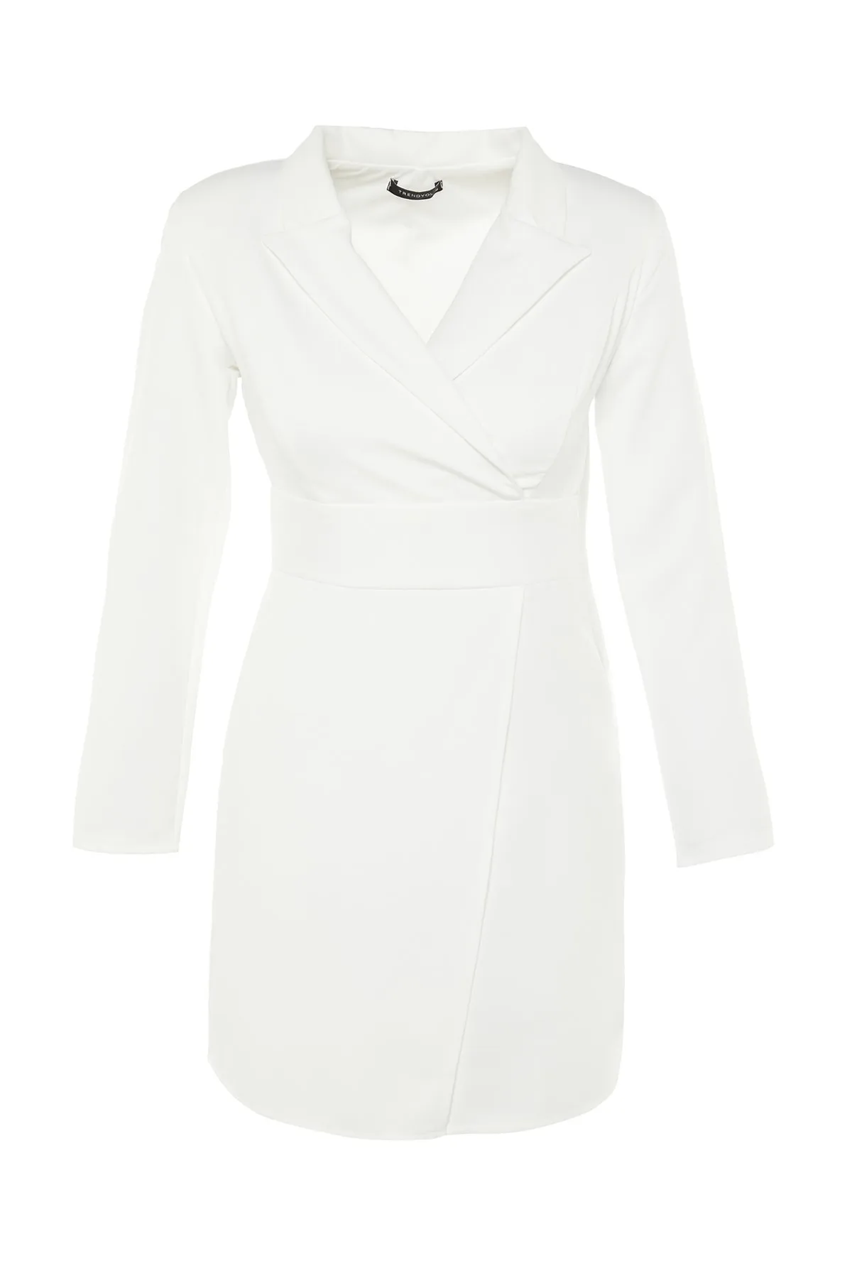 Trendyol Collection  Ecrufarbenes, zweireihiges, gewebtes Jackenkleid mit Mini-Knöpfen und Details TWOSS23EL00113