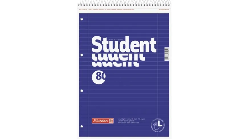 BRUNNEN Collegeblock Linkshänder A4 Lineatur 27 Premium