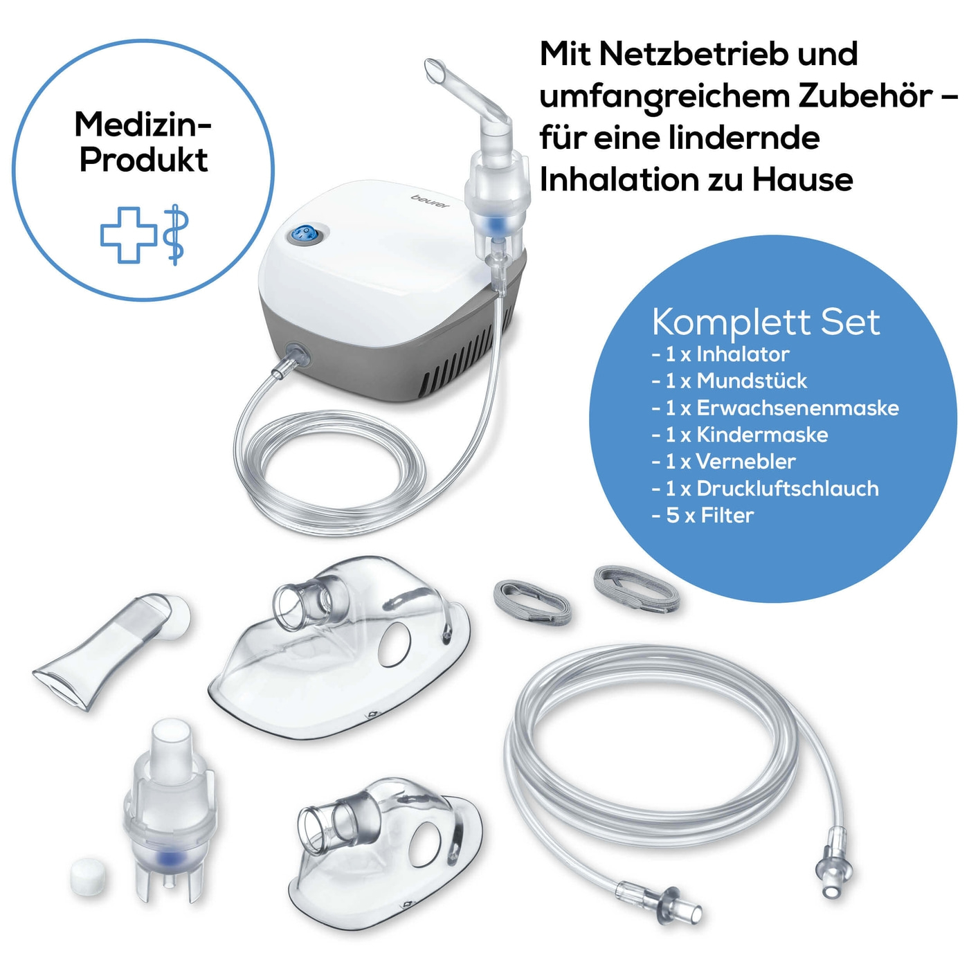 Beurer Inhalator IH 18-Ideal bei Erkältung, Asthma und Atemwegserkrankungen