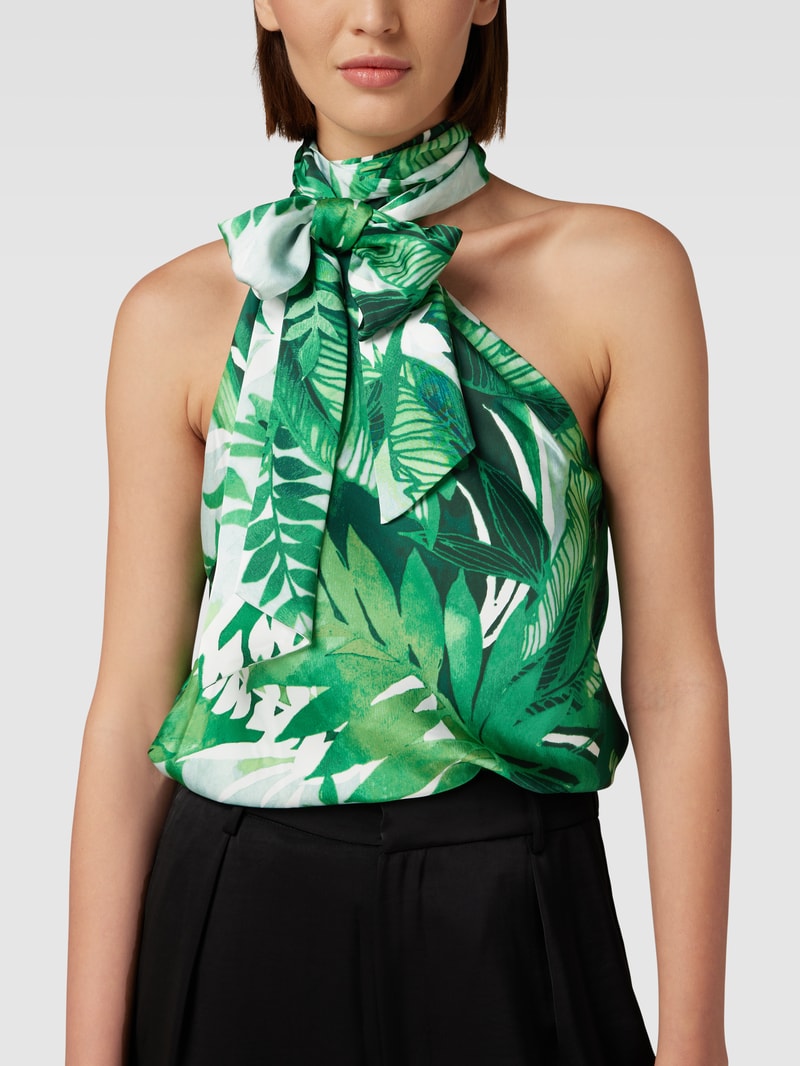 Crop Top mit floralem Allover-Muster in grün