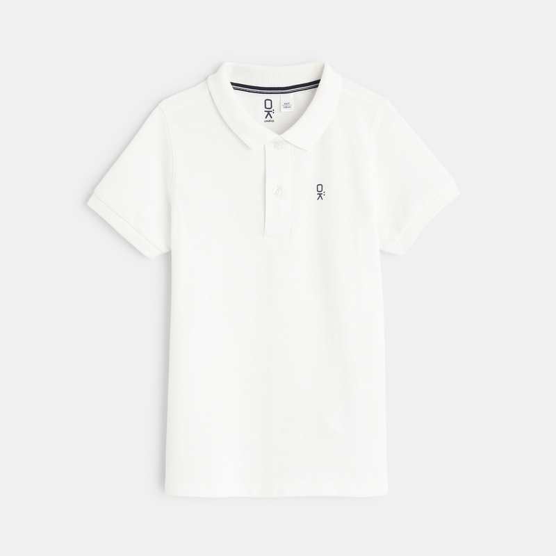 Polo en coton piqué blanc garçon