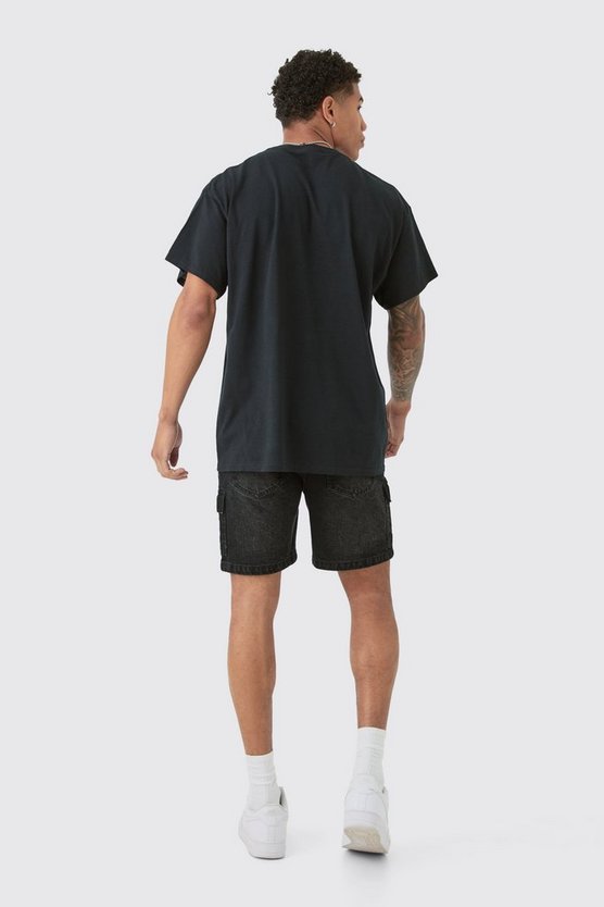 Schwarze Slim Cargo Jeansshorts