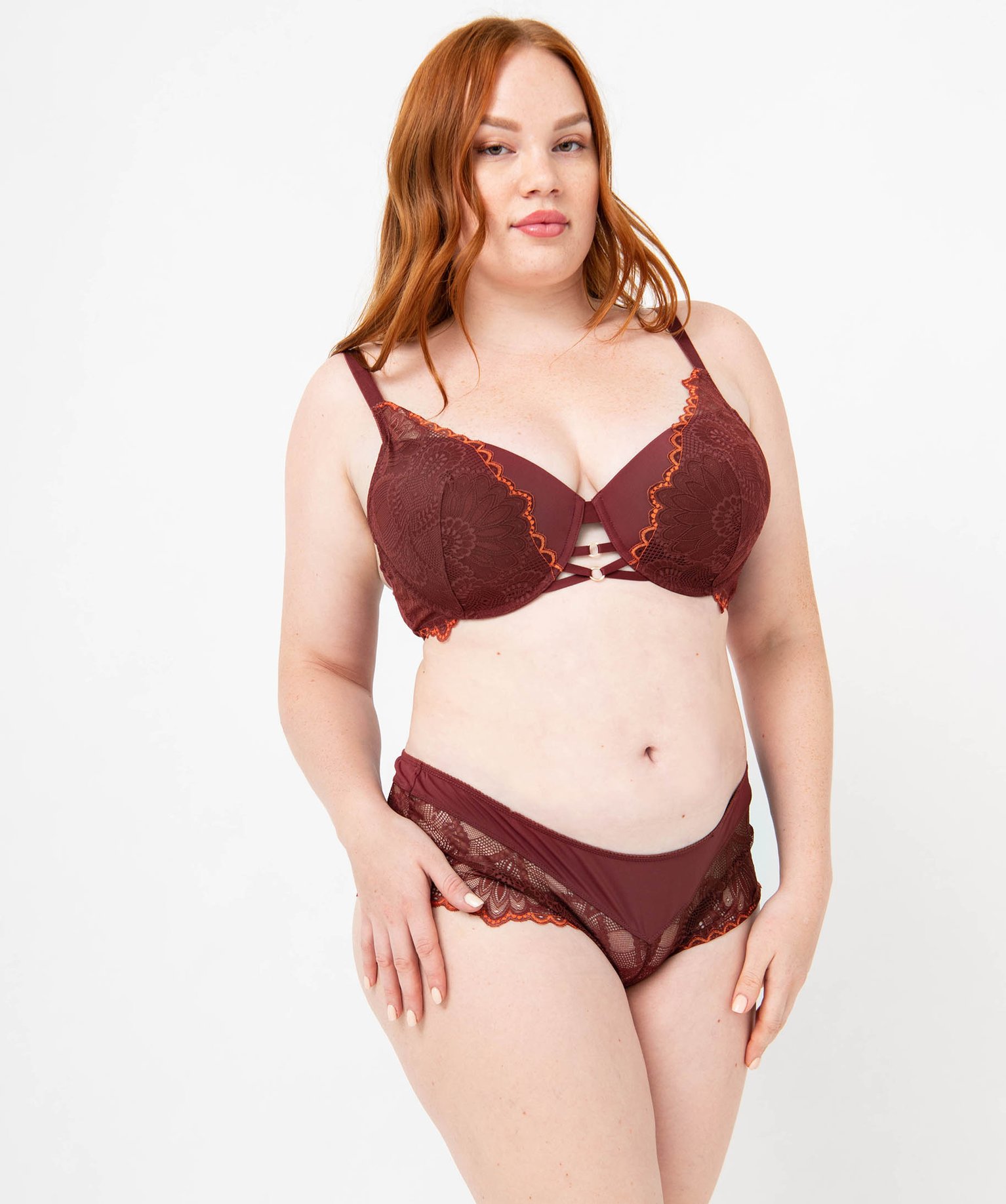 Soutien-gorge grande taille embotant à armatures et coque... marron | GEMO