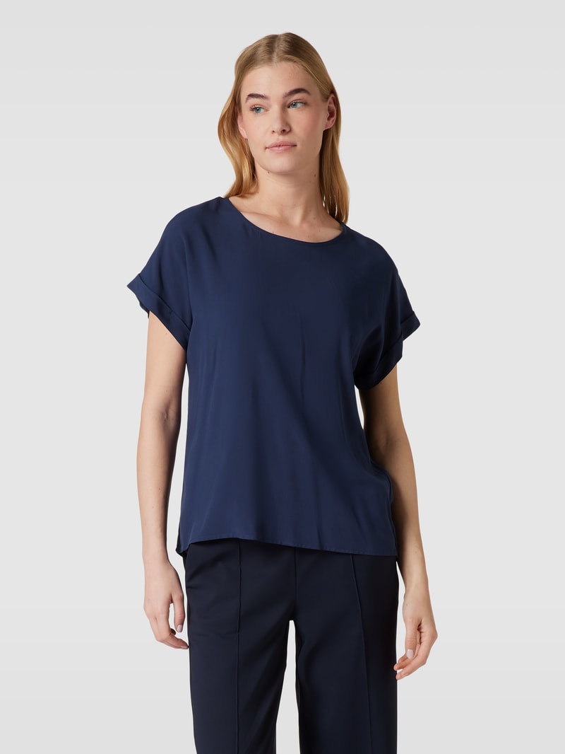 Blusenshirt aus reiner Viskose mit Kellerfalte in dunkelblau