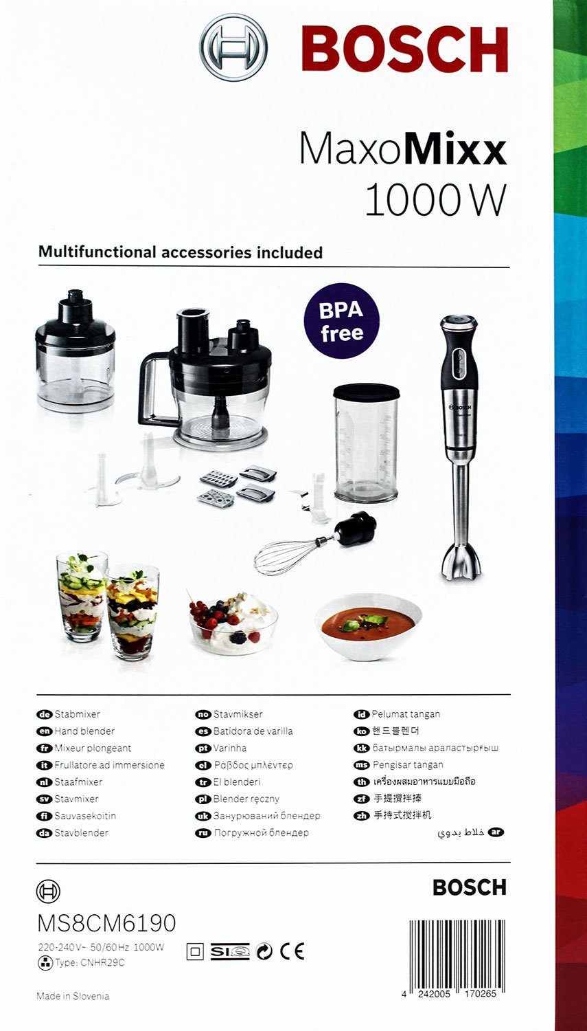 BOSCH Stabmixer MS8CM6190 MaxoMixx Stabmixer-Set Edelstahl