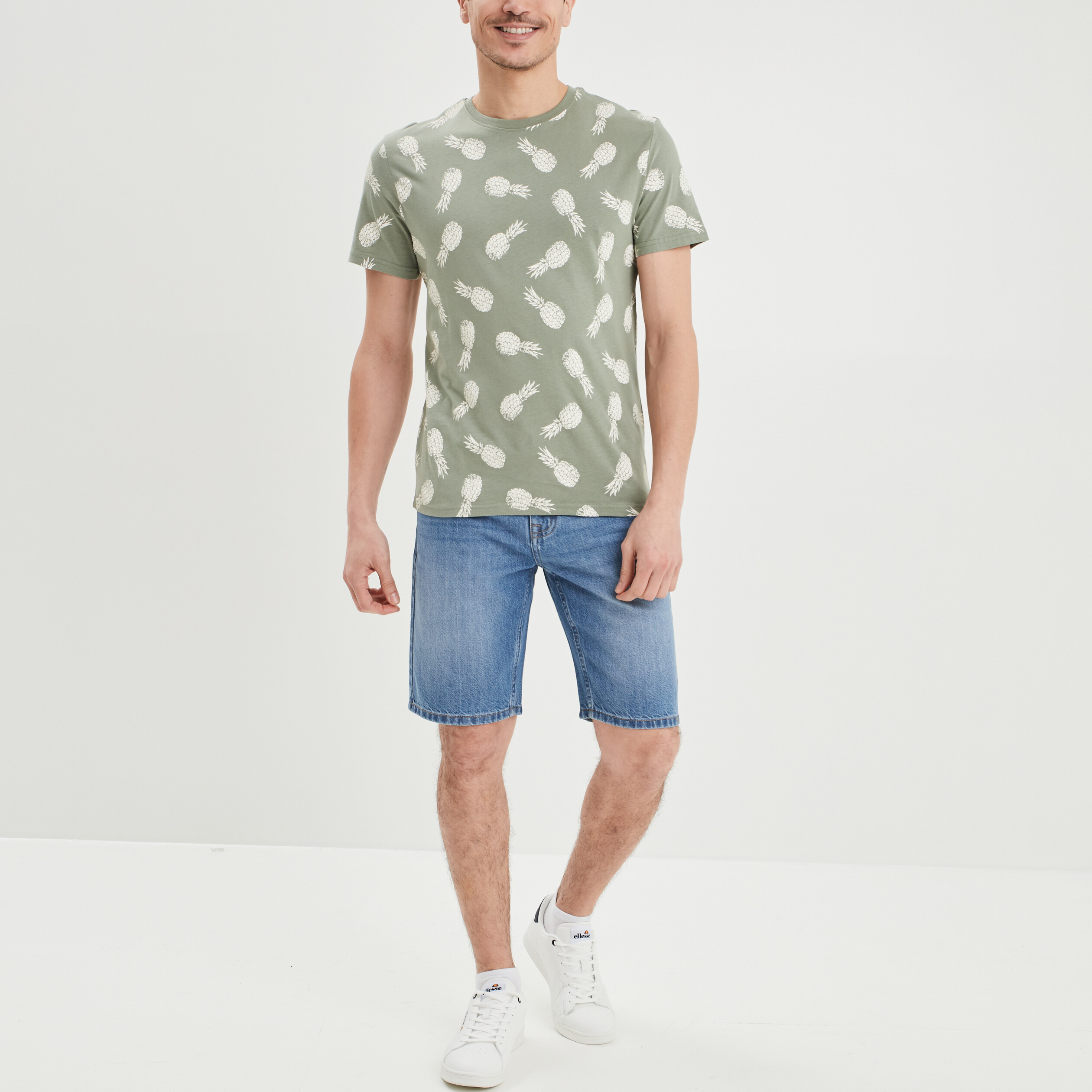 Bermuda droit 5 poches en jean Creeks denim triple stone homme | La Halle