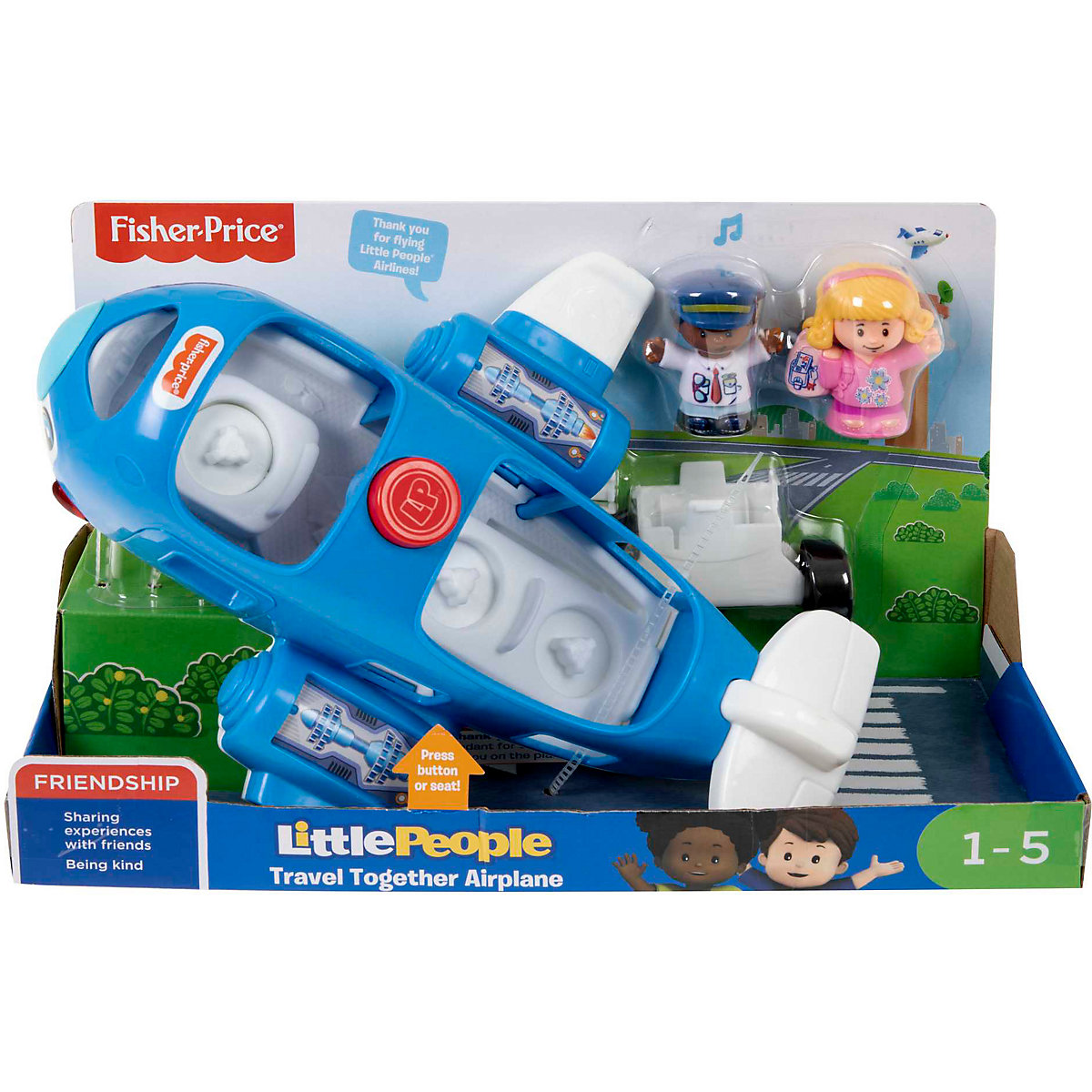 Fisher-Price Little People Flugzeug Spielzeug mit Figuren, Lernspielzeug