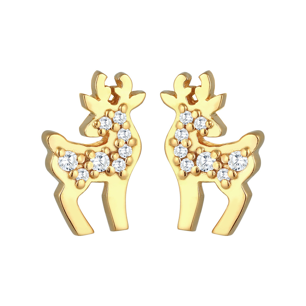 Elli Elli Boucles d'Oreilles Boucles d'oreilles dames Renne de Noël avec cristaux de z Boucles d'oreilles