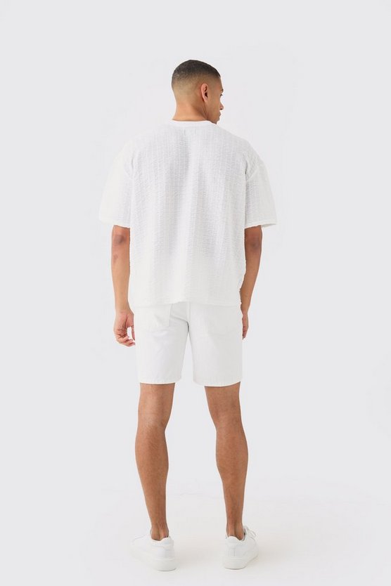 Kastiges strukturiertes Oversize T-Shirt