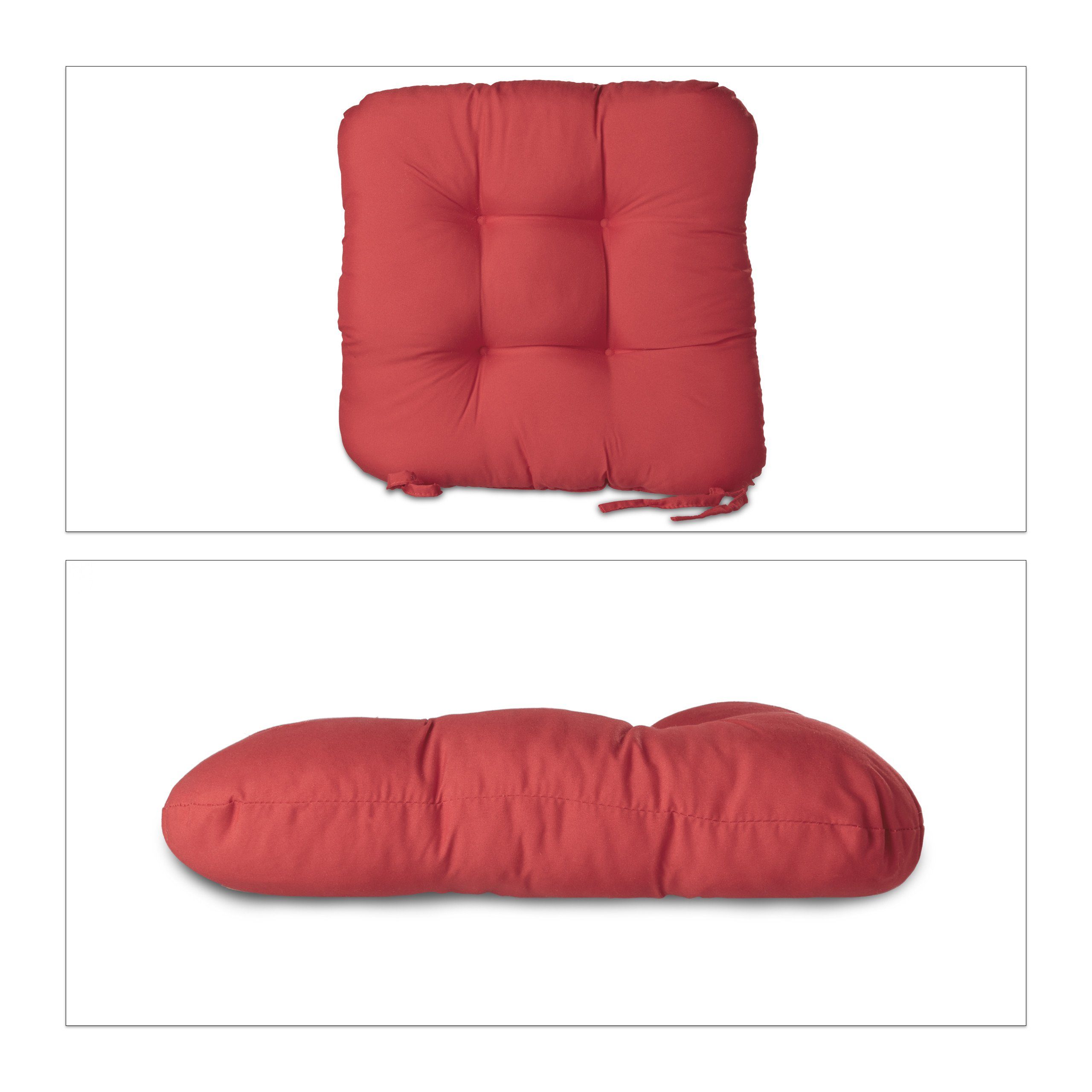 relaxdays Stuhlkissen 4 x Stuhlkissen rot