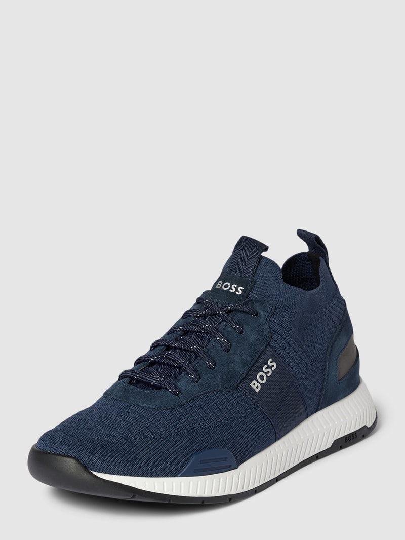 Sneaker aus Leder-Mix Modell 'Titanium' in marineblau
