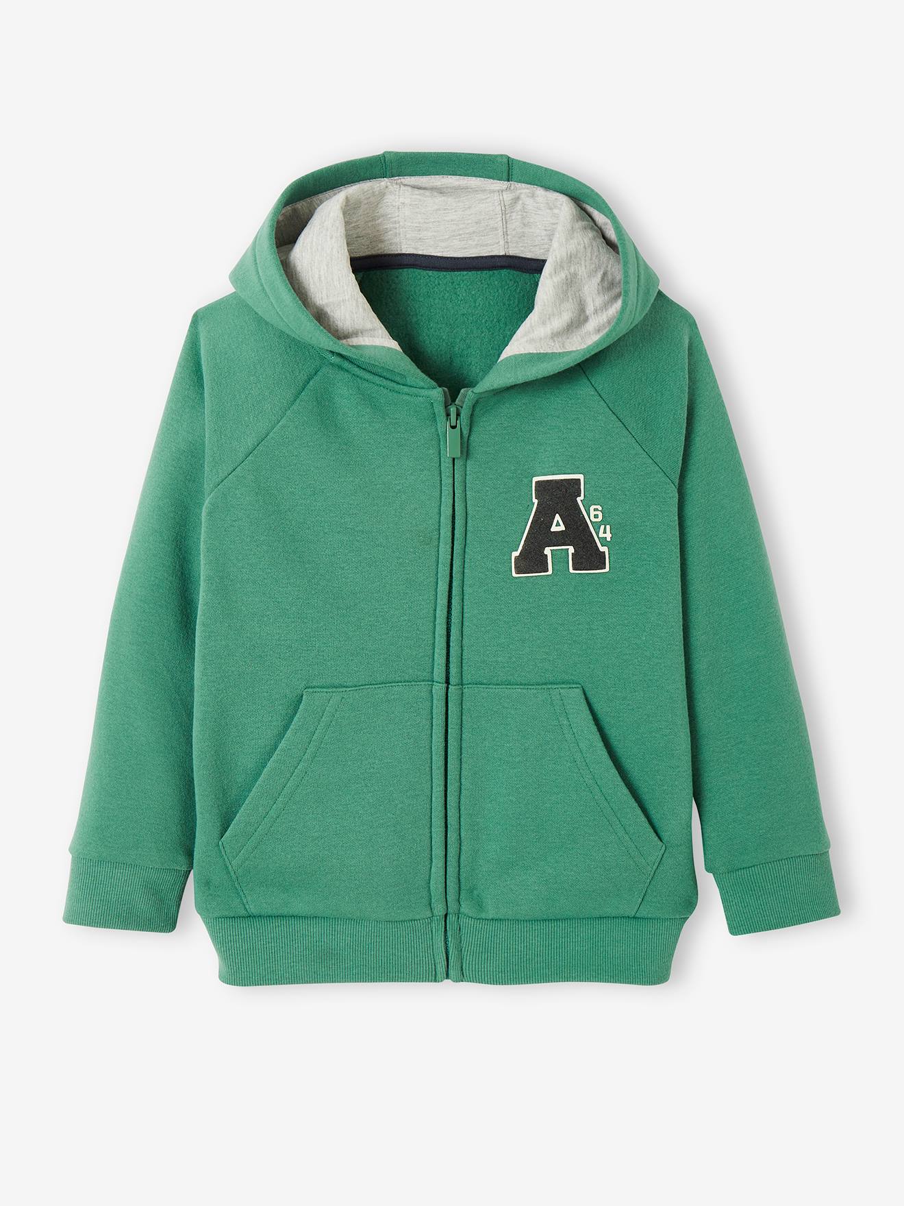 Vertbaudet Jungen Kapuzensweatjacke, College-Style - grün