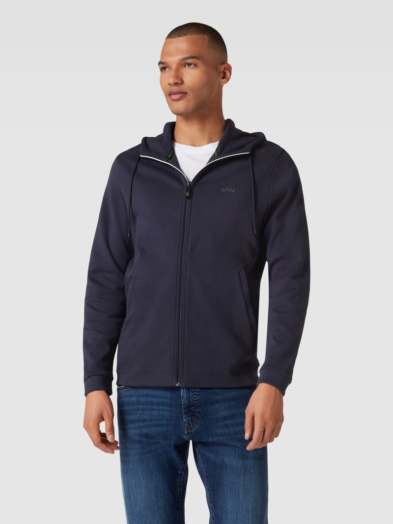 Sweatjacke mit Kapuze mit Tunnelzug in marineblau