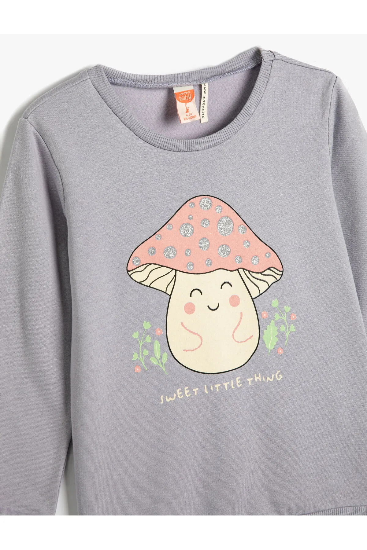Koton  Sweatshirt aus bedruckter Baumwolle in Roségold mit Rundhalsausschnitt