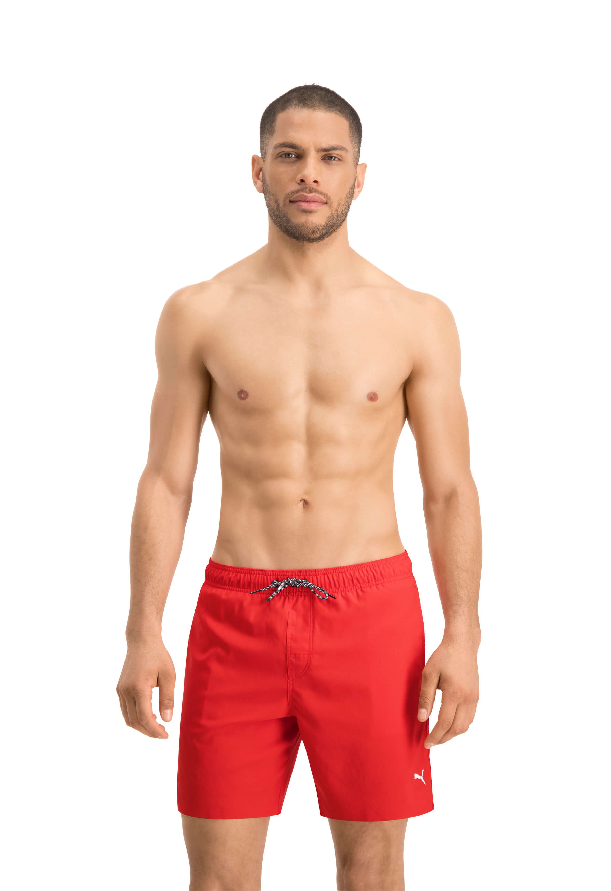 PUMA mittellange rote Badehose