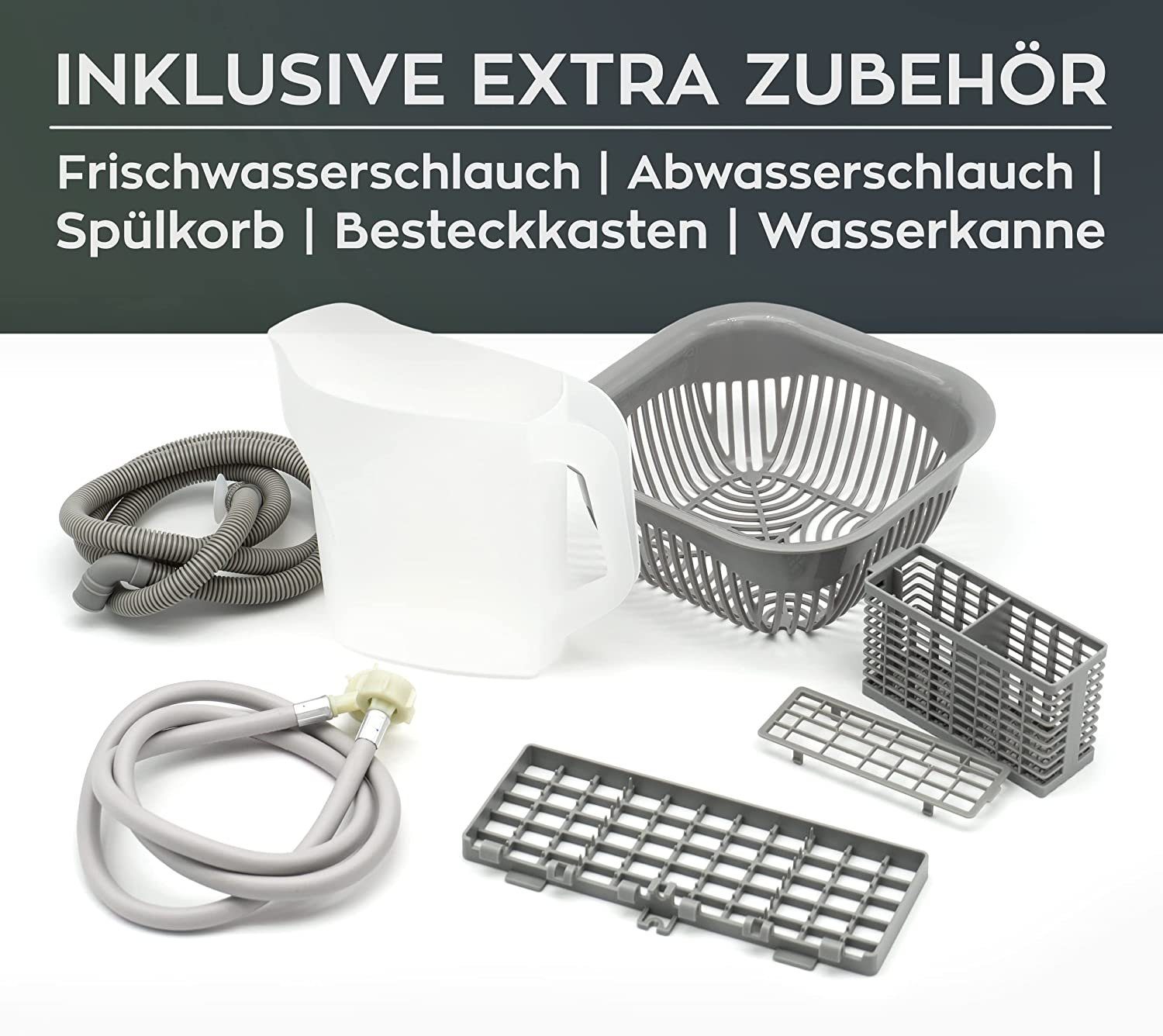 Heinrich´s Tischgeschirrspüler Mini Geschirrspüler, HTG 8841, 4,5 l, 2 Maßgedecke, 5 Programme, kompakt, 5L Wassertank, Mini Spülmaschine