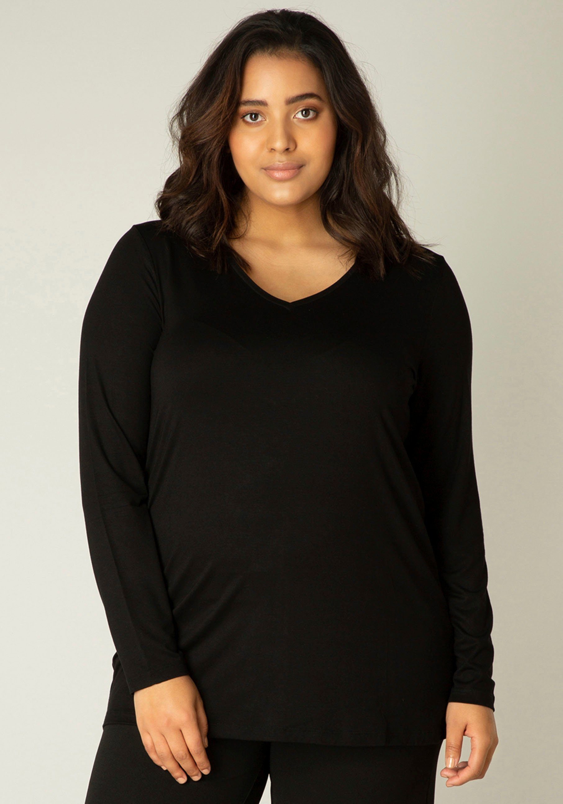 Base Level Curvy Langarmshirt Alize Weiche leicht glänzende Qualität