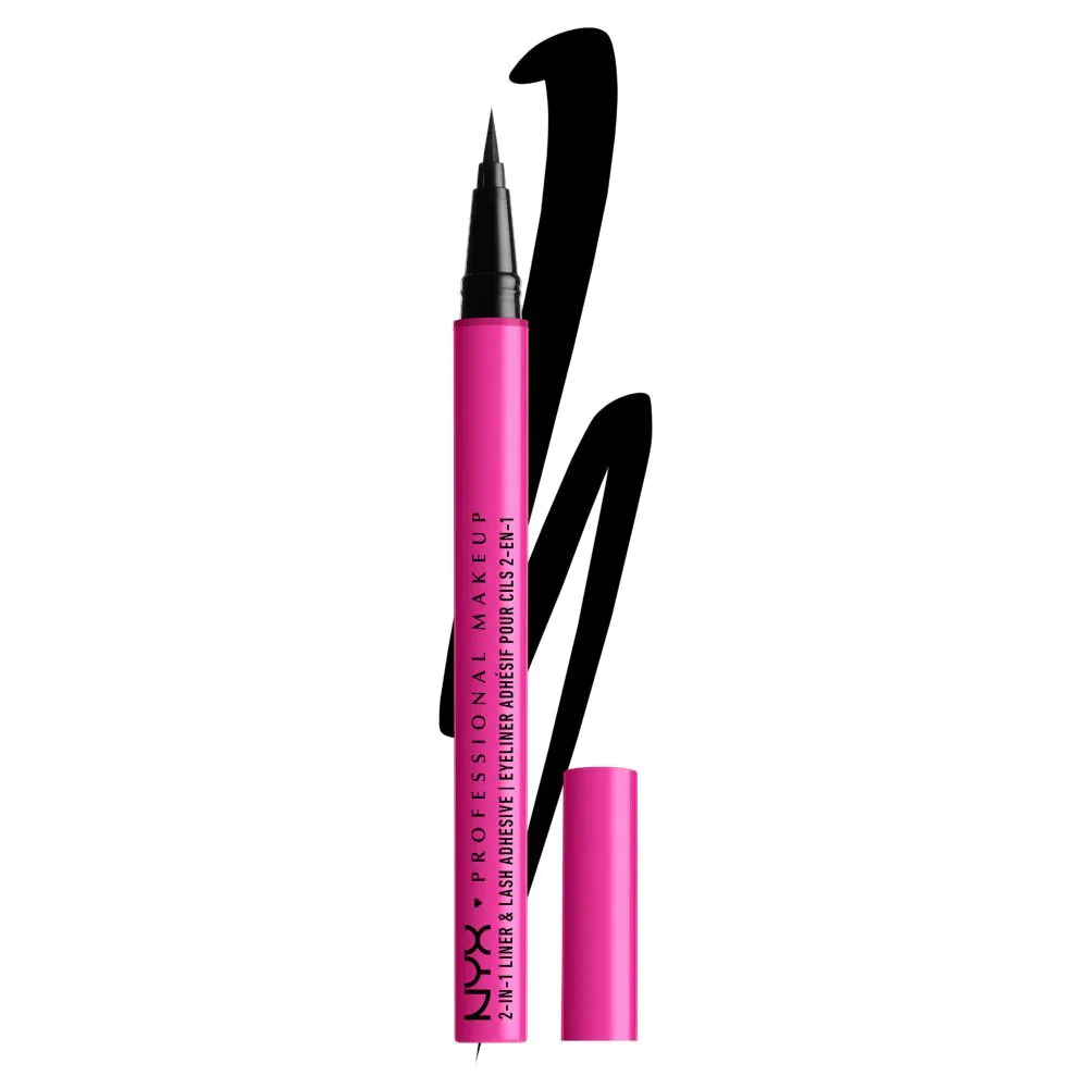 NYX Jumbo Lash! Sæt (Fringe Glam Falske Øjenvipper + Eyeliner med 2-i-1 Klæbemiddel)