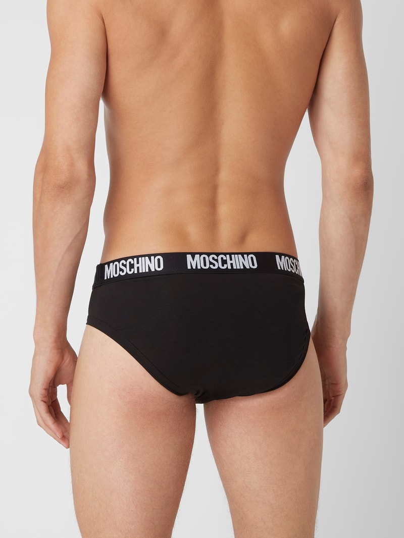 Slip mit Stretch-Anteil im 2er-Pack in schwarz