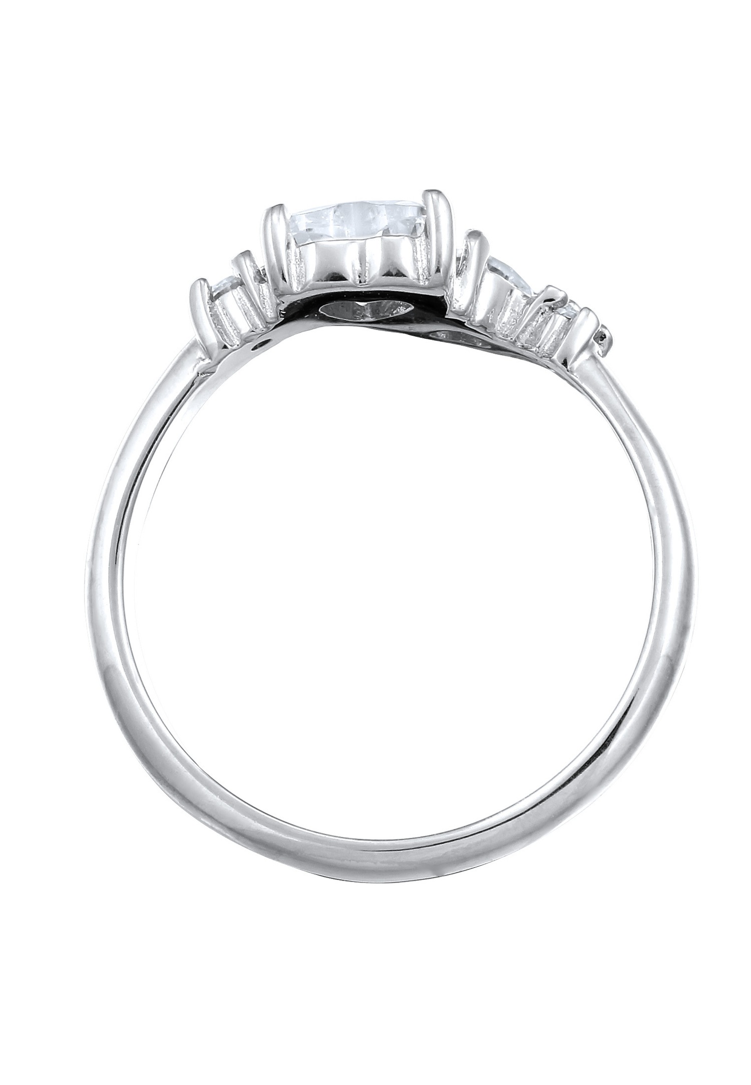 Anello Elli Elli con pietre a forma di cuore, zirconi bianchi da donna, argento sterling 925, San Valentino