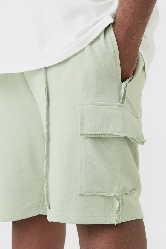 Plus lockere Cargo Jersey-Shorts mit Naht-Detail