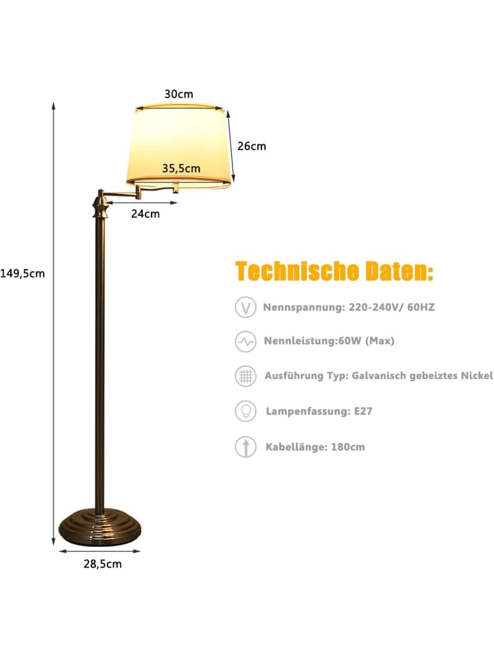 COSTWAY Stehlampe in Beige günstig kaufen onesize