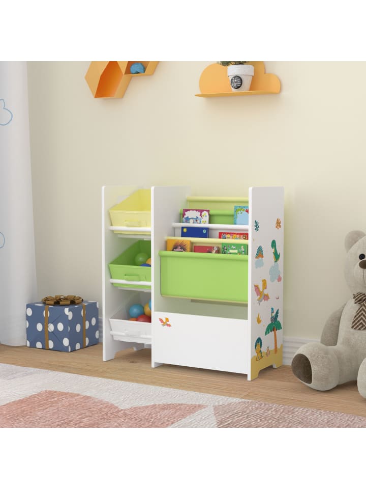 en.casa Kinderregal Vimianzo in Gelb Grün (H)60cm (B)65cm (T)30cm günstig kaufen onesize