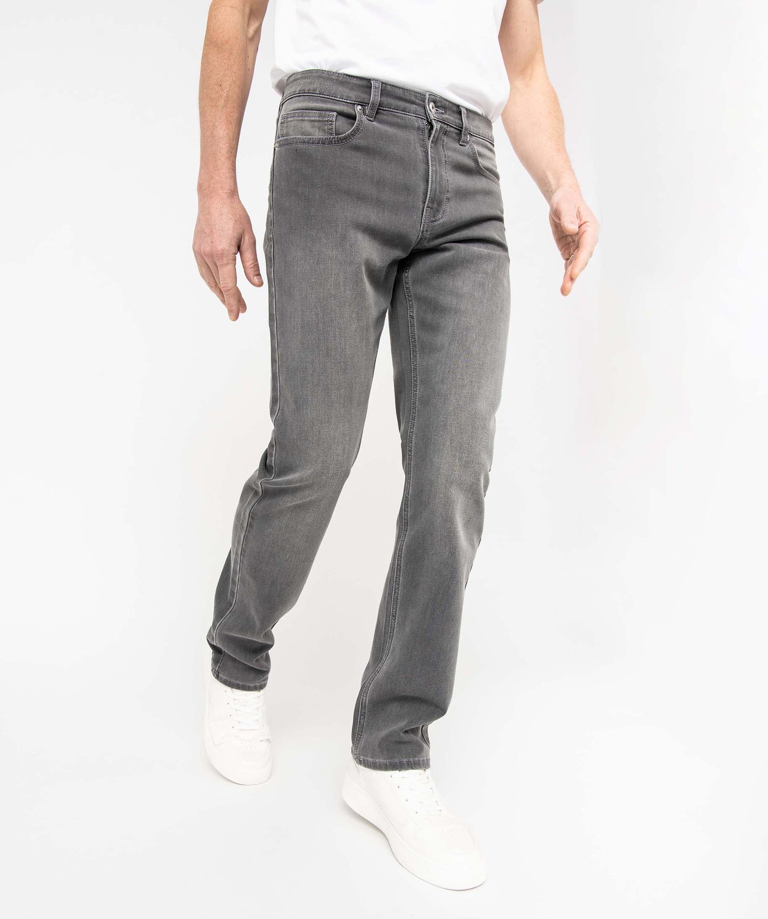 Jean homme coupe Straight délavé gris clair | GEMO