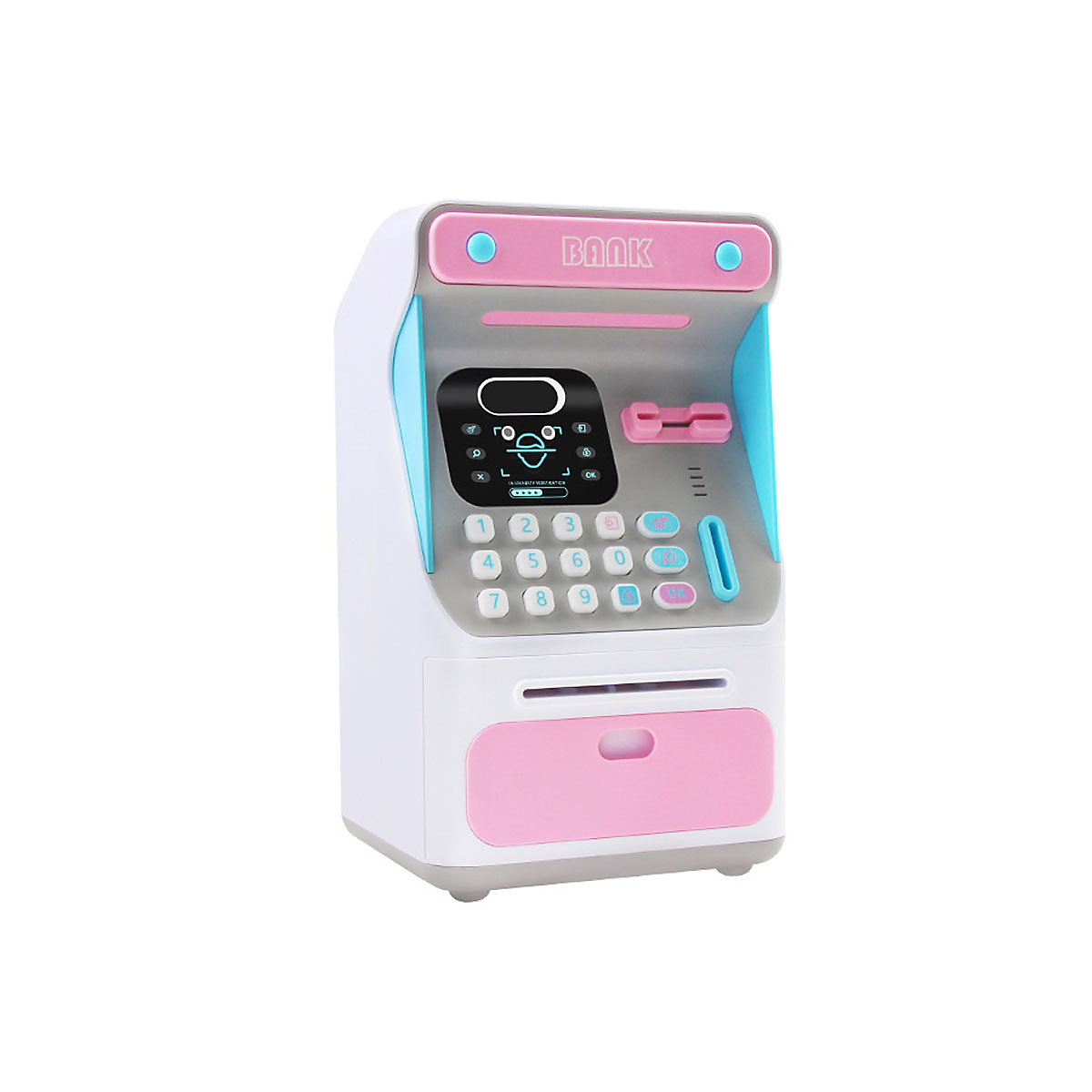 Simulierte Gesichtserkennung ATM Bank Passwortautomatik Geldrollen-Safe Spardose Spielzeug für Geldautomaten