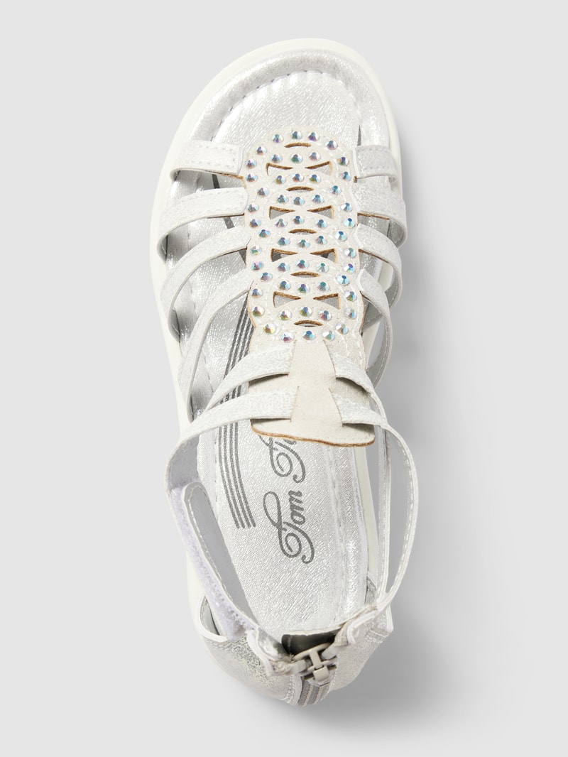 Sandalen mit Ziersteinbesatz in weiß
